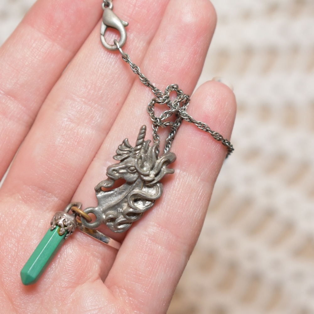 Vintage Pewter Unicorn Necklace